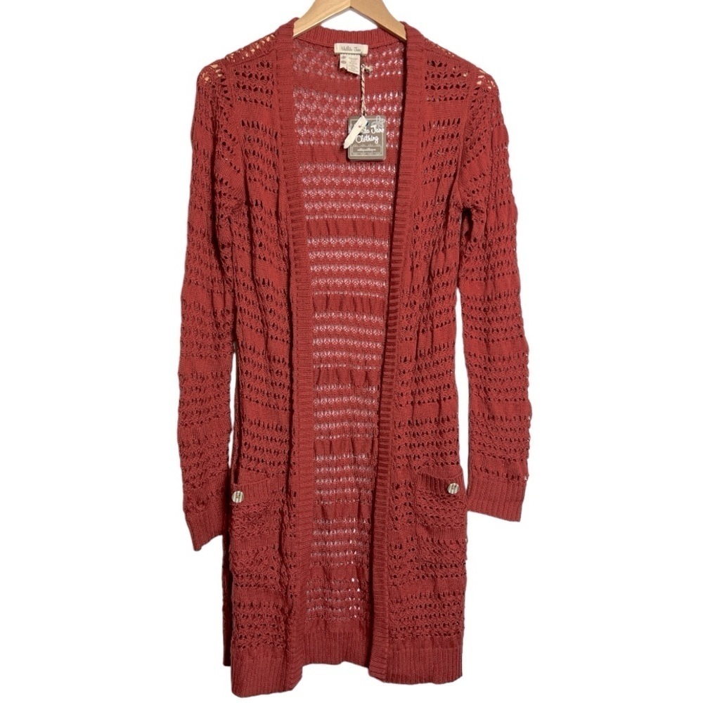 NWT Matilda Jane Crochet Long Cardigan Henna Size Medium - Picture 2 of 9